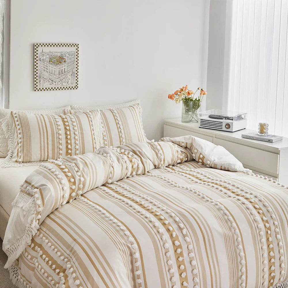 WanderWeave Pom-Stripe Bedding Set
