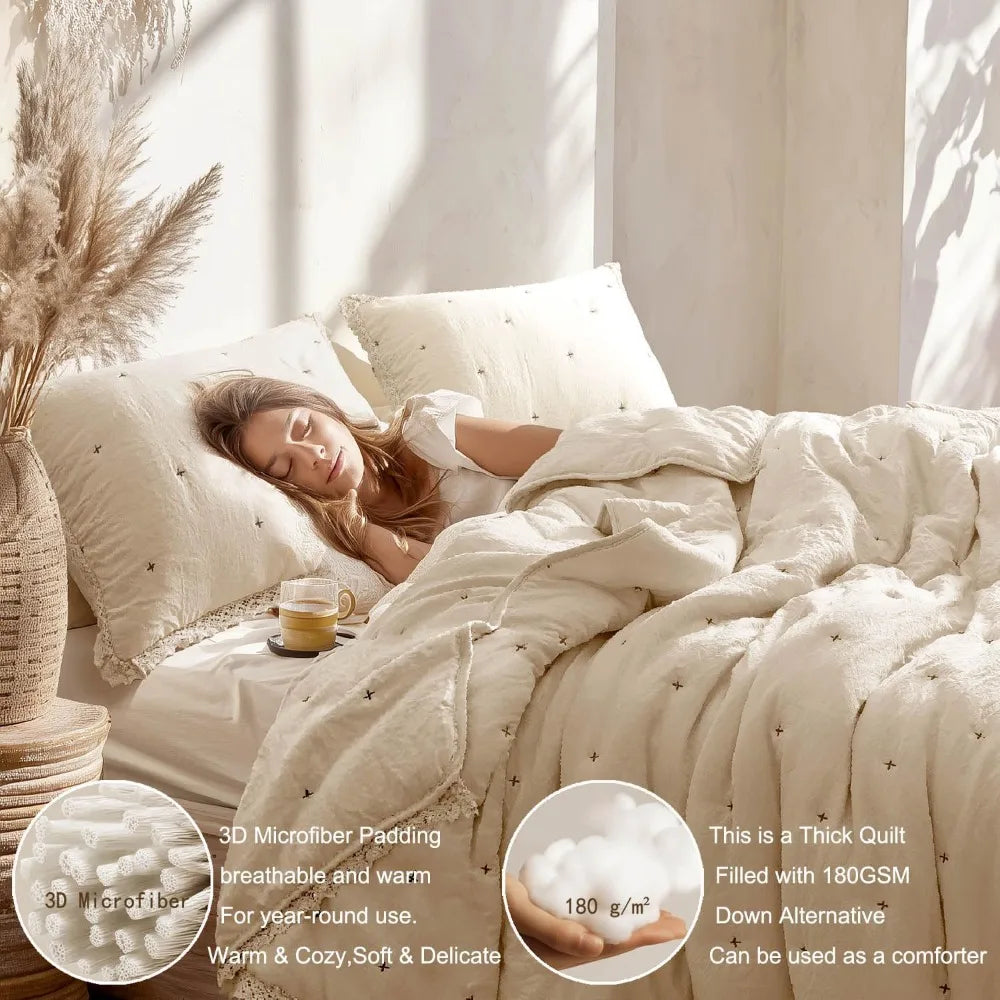 Willow Dusk Lace Quilt Set