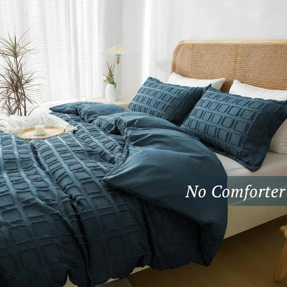 Textured Grid Pattern Duvet Set