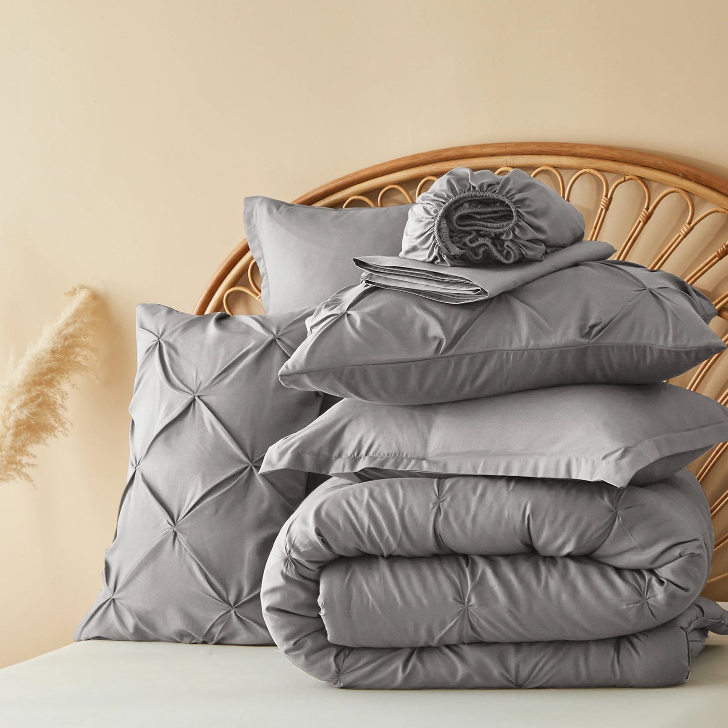The Silver Pleat Comforter Set