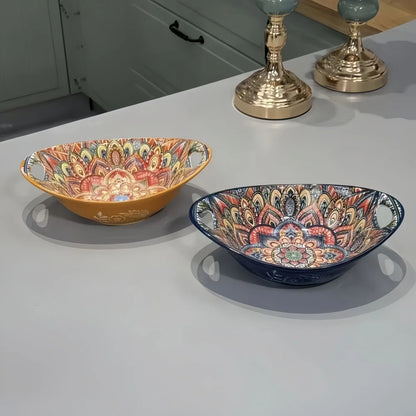 Bohemian Mandala Ceramic Serving Bowls