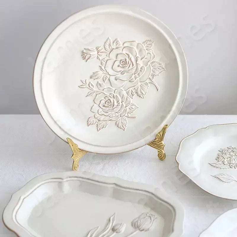 French Embossed Flowers Plates