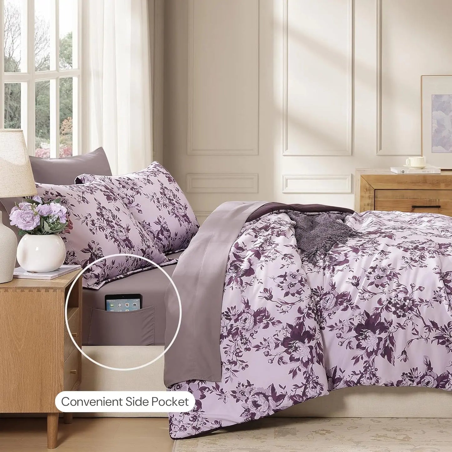 Lavender Bloom 7-Piece King Comforter Set