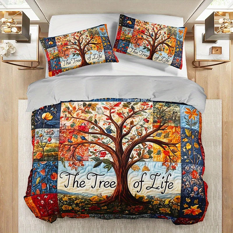 The Tree Of Life Quilted Duvet Cover Set