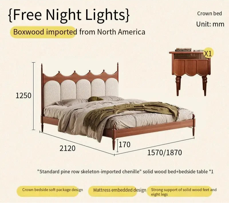 CrownRest™ Solid Wood Bed