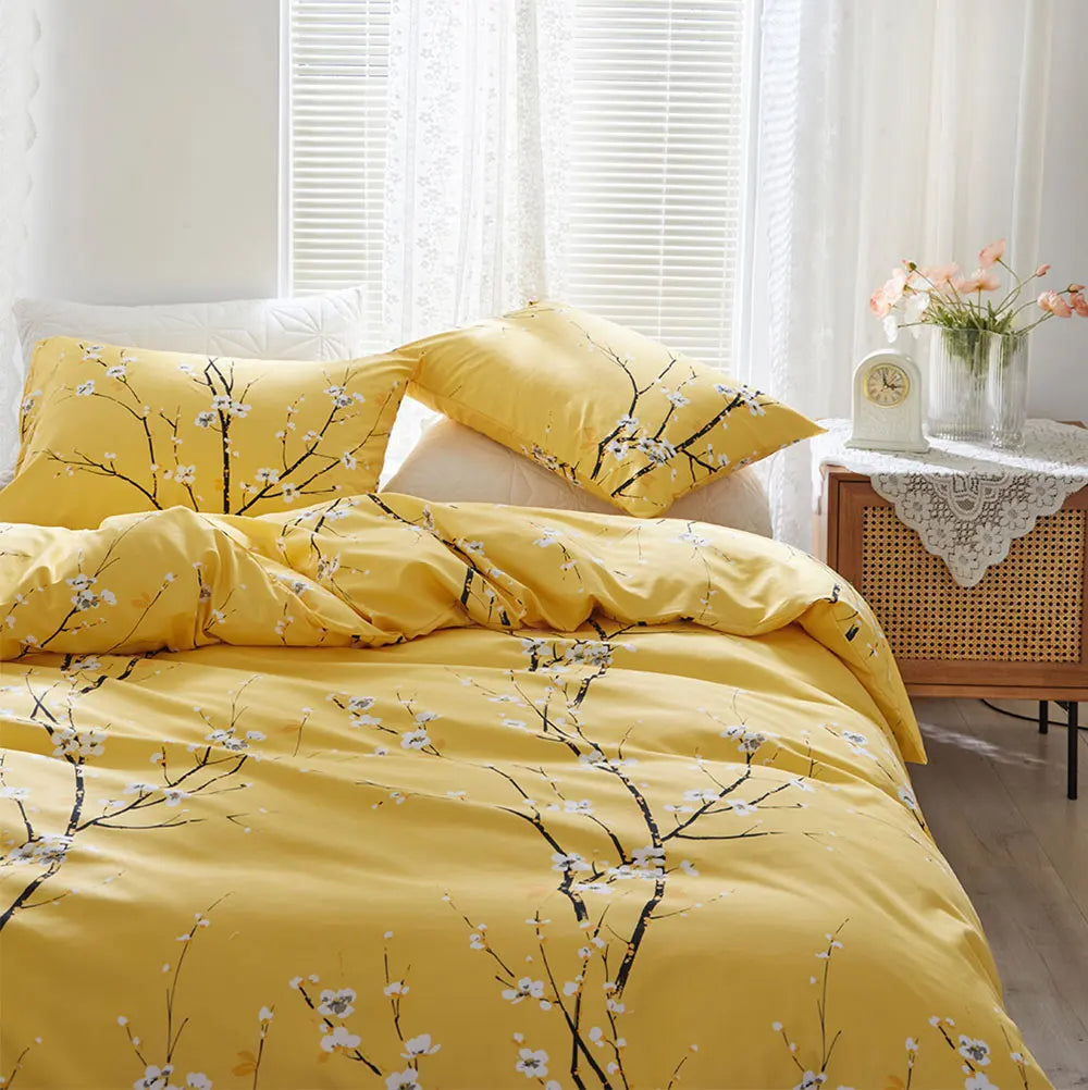 Sakura Spring Yellow Duvet Cover Set