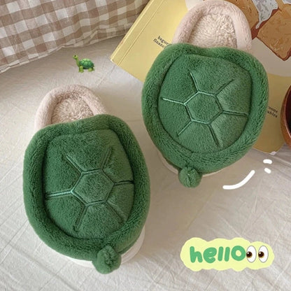 Cute Turtle Warm Plush Slippers