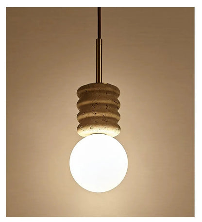 Modern Beige Travertine Pendant Light