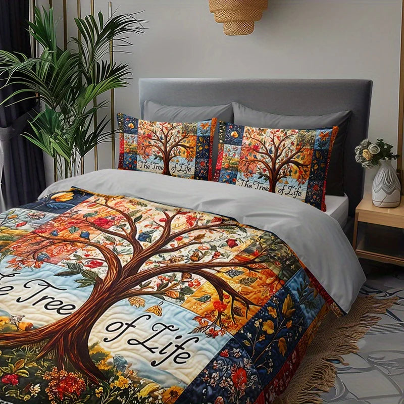 The Tree Of Life Quilted Duvet Cover Set