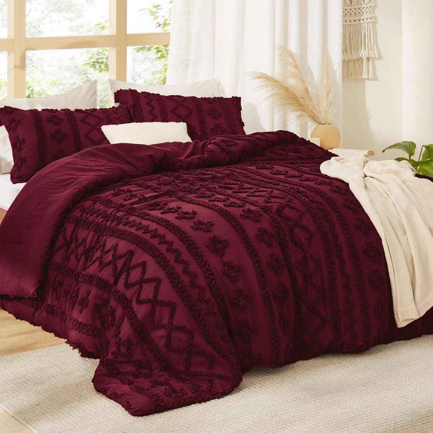 Crimson Solace Chenille Duvet Set