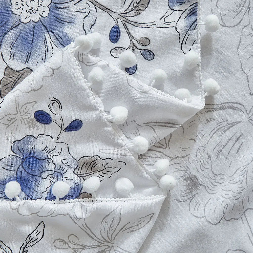 Moonlit Blossom Pom-Pom Duvet Set