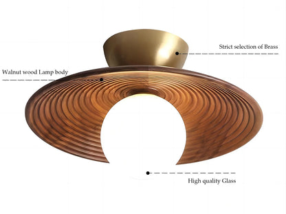 Aurora Wood Disc Ceiling Lamp