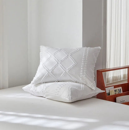 Midnight Grid Textured Boho Duvet Set