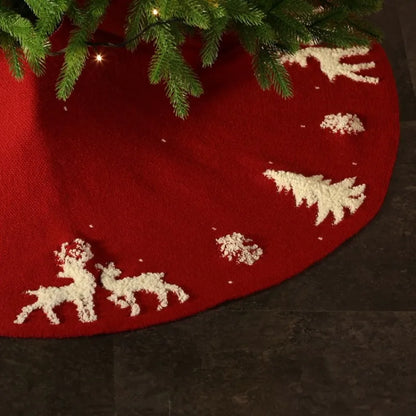 Embroidered Knitted Wool Christmas Tree Skirt