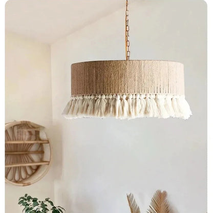 Liora Woven Halo Tassels Pendant Light