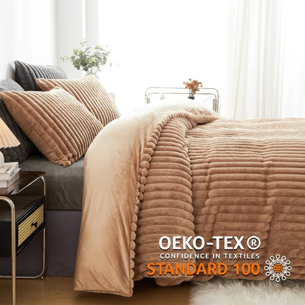 CozyNest Plush Velvet Queen Duvet Set