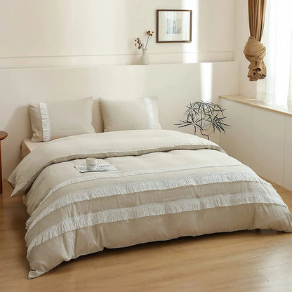 Ivory Drift Tassel Linen Duvet Set