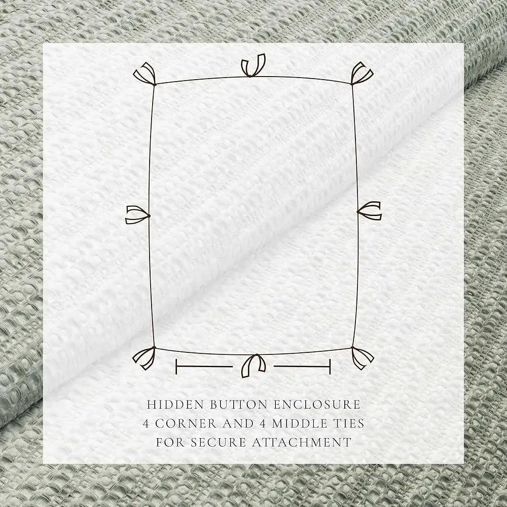 Honeycomb Waffle Eucalyptus Duvet Cover