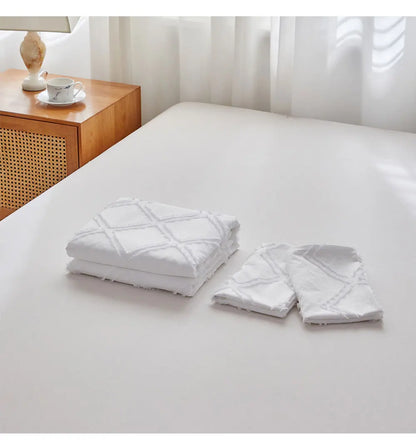 Midnight Grid Textured Boho Duvet Set