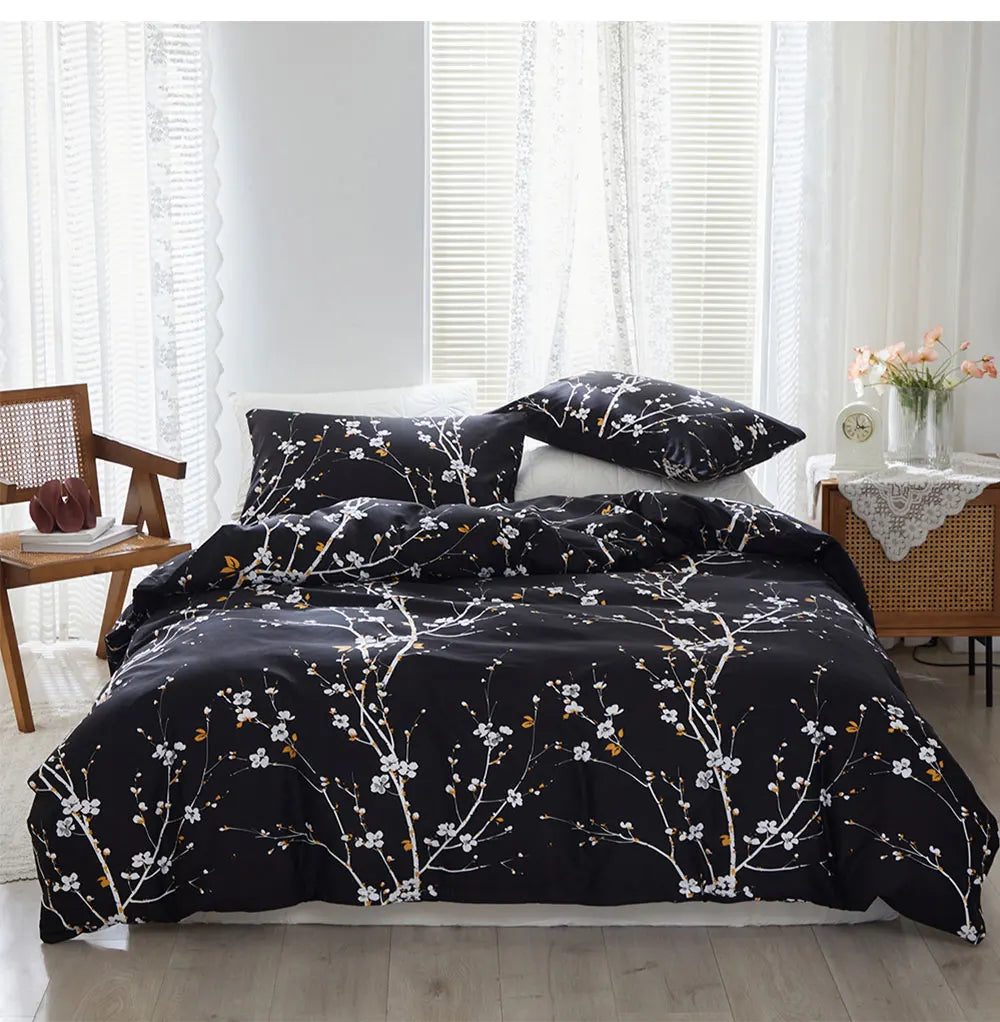 Sakura Spring Black Duvet Cover Set