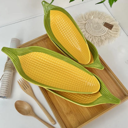 Corn Shaped Ceramic Plate