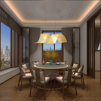 Moonflow Bamboo Weave Pendant Light