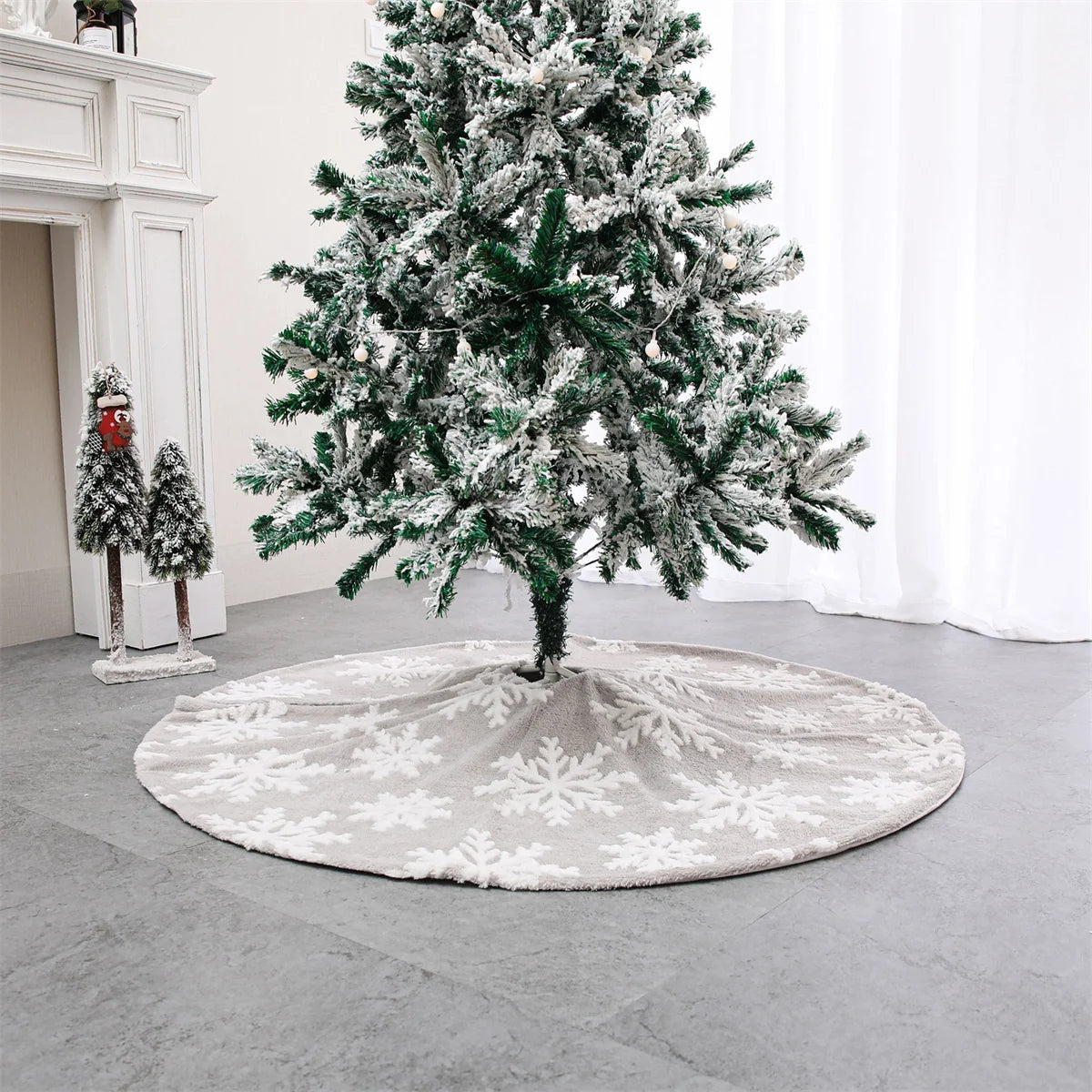 Gray Snowflake Christmas Tree Skirt