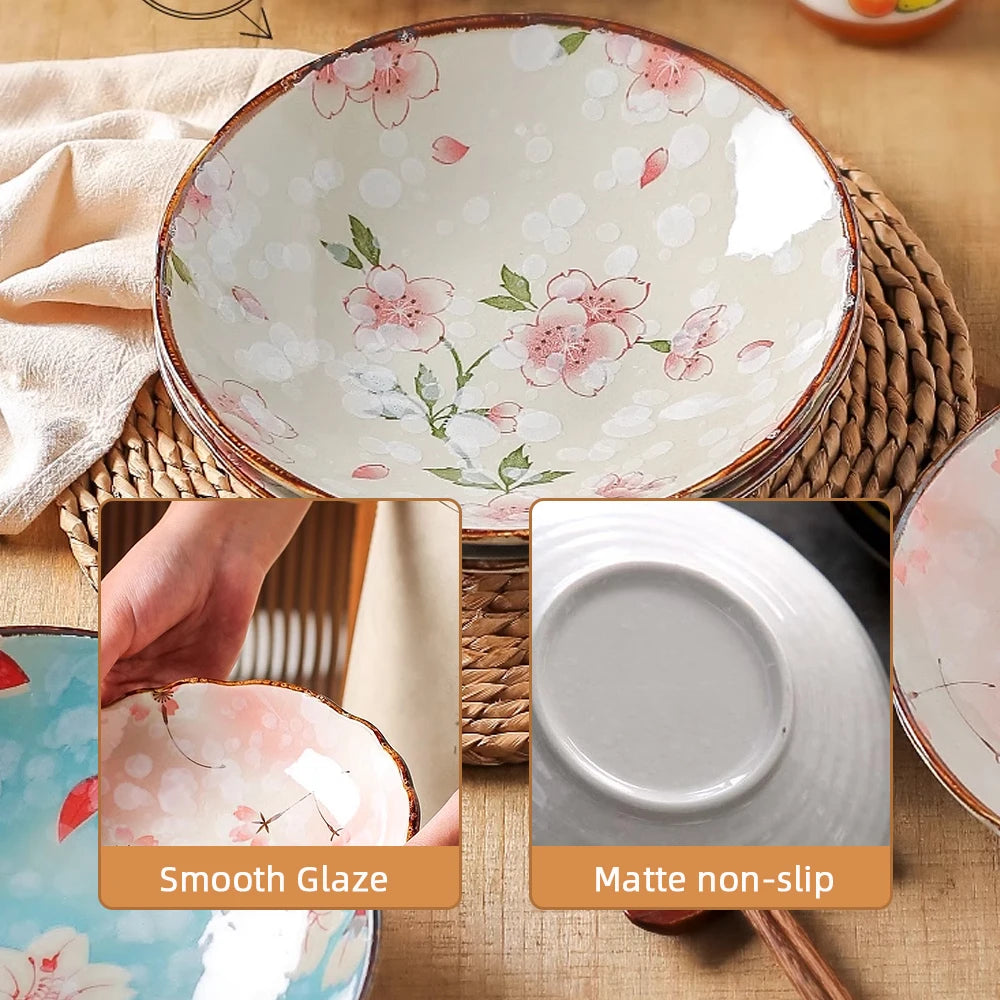 Sakura Bloom Hand-Painted Ceramic Bowl