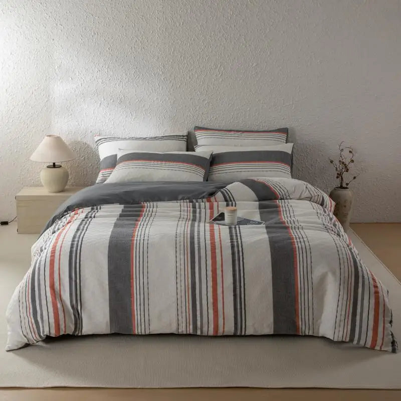 NORDÉLLE Cotton Stripe Duvet Cover Set