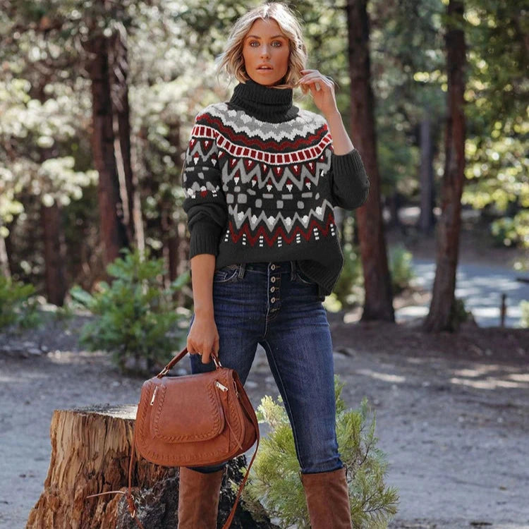 Autumn Geometric Knit Sweater