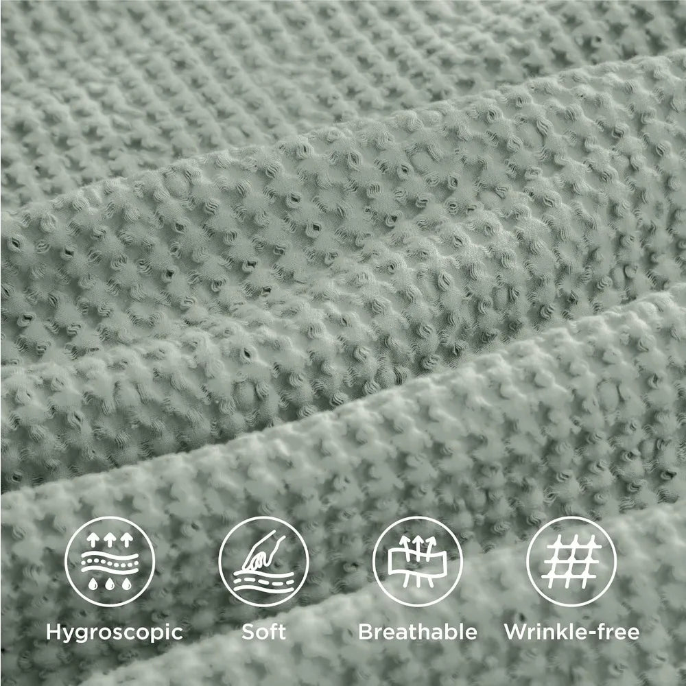 Sage Haven Cotton Waffle Queen Duvet Cover