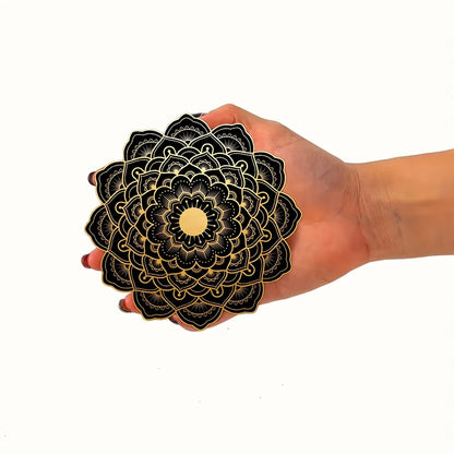 Set of 6 Black and Gold Mandala Coasters