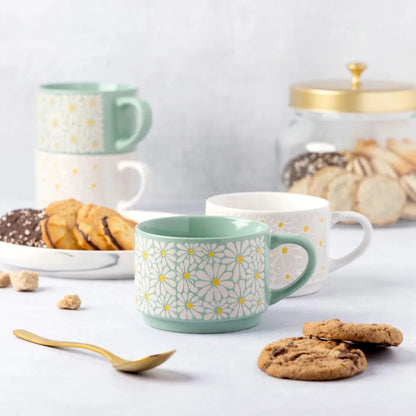 MeadowBloom Stacking Floral Mug Set (4-Piece)