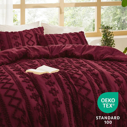 Crimson Solace Chenille Duvet Set