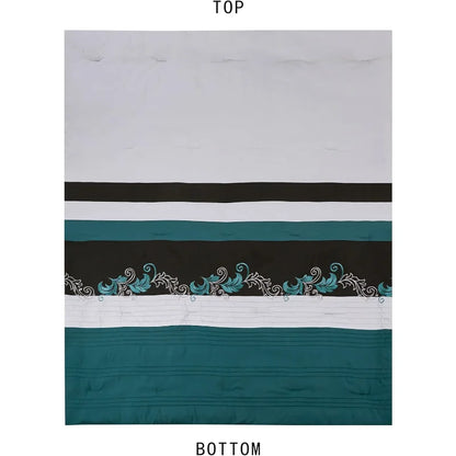 7-Piece Luxury Leaves Scroll Embroidery Bedding Comforter Set