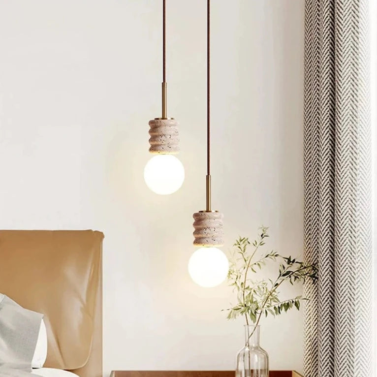 Modern Beige Travertine Pendant Light