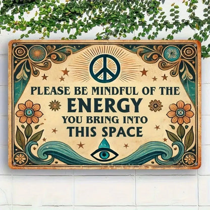 Mindful Energy Welcome Vintage Metal Sign