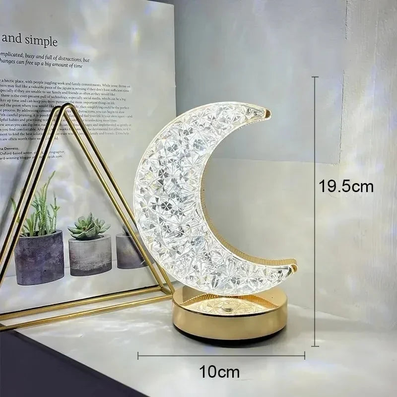 Crescent Moon Crystal Lamp