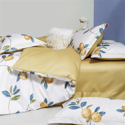 Lemon Branches Egyptian Cotton Duvet Cover Set