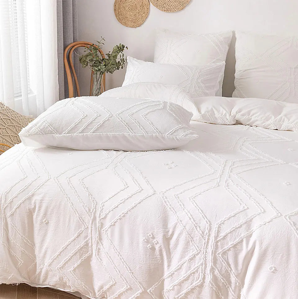 Roselle Tufted Geometric Duvet Cover Set