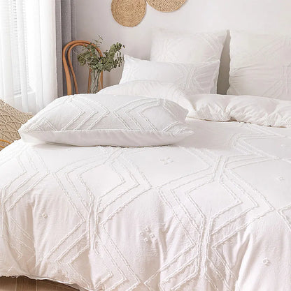 Roselle Tufted Geometric Duvet Cover Set