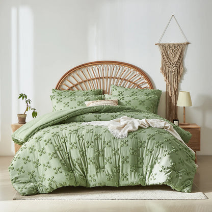 Verdant Blossom Tufted Bedding Set