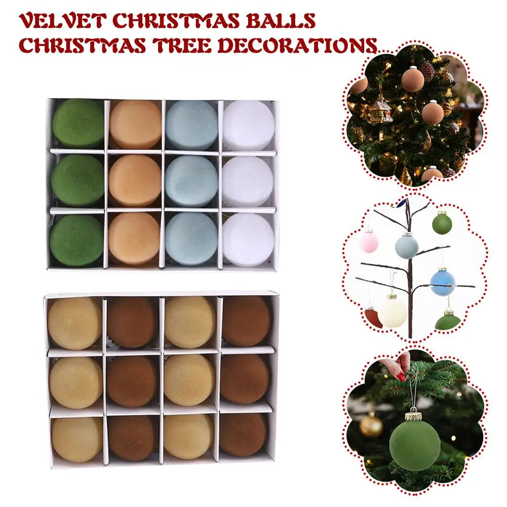 12pcs Velvet Christmas Balls