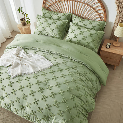 Verdant Blossom Tufted Bedding Set