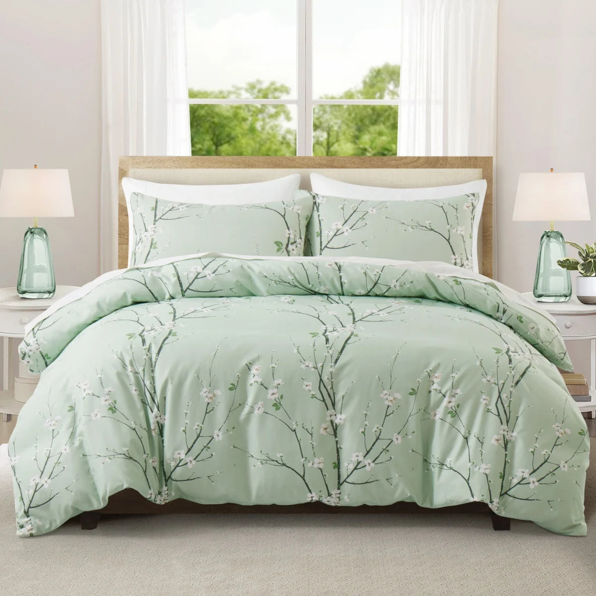 Sakura Spring Green Duvet Cover Set