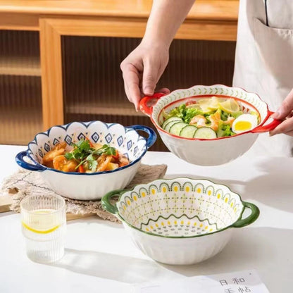 Scallop Edge Ceramic Handle Bowls
