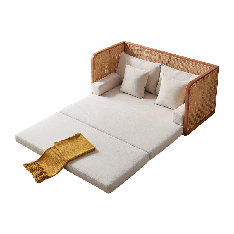 Nordic Foldable Rattan Sofa Bed