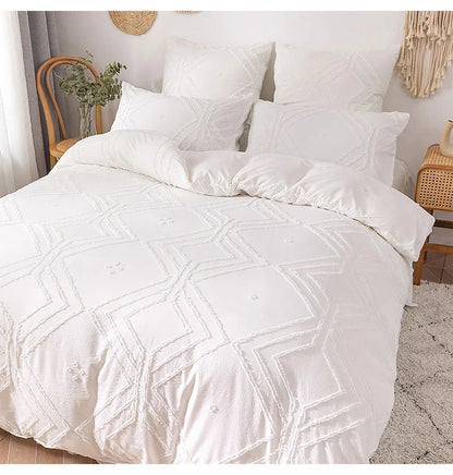 Roselle Tufted Geometric Duvet Cover Set