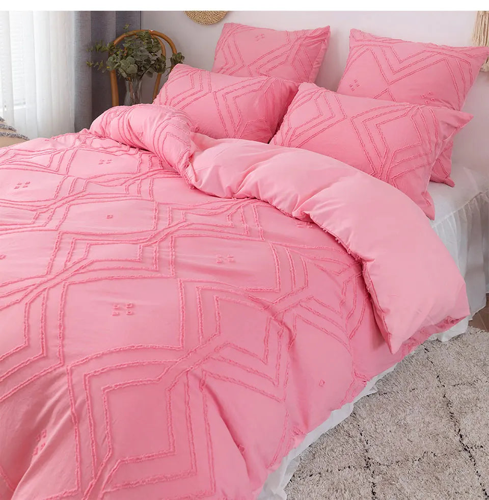 Roselle Tufted Geometric Duvet Cover Set