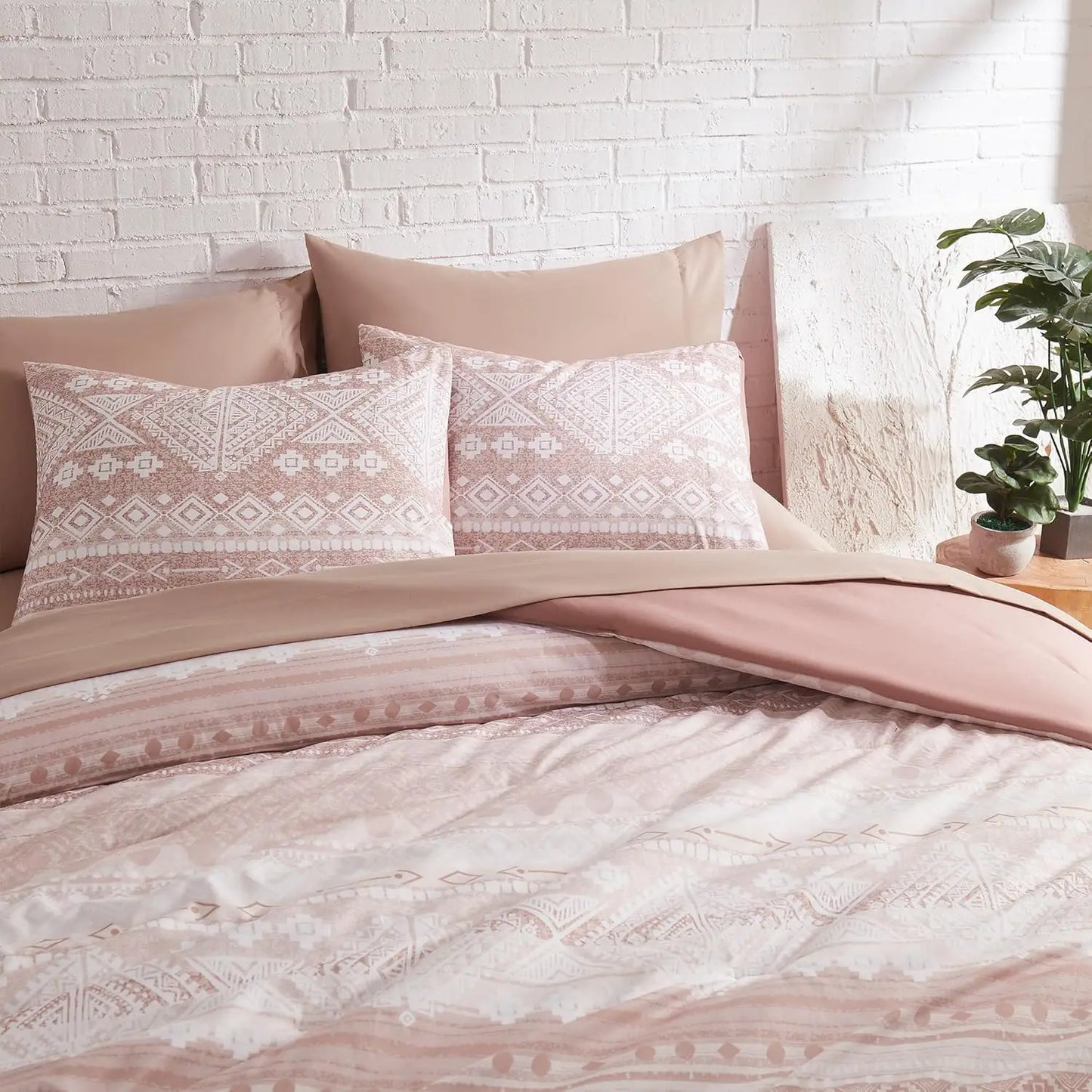 Reversible Blush Aztec Haven 7-Piece Queen Comforter Set